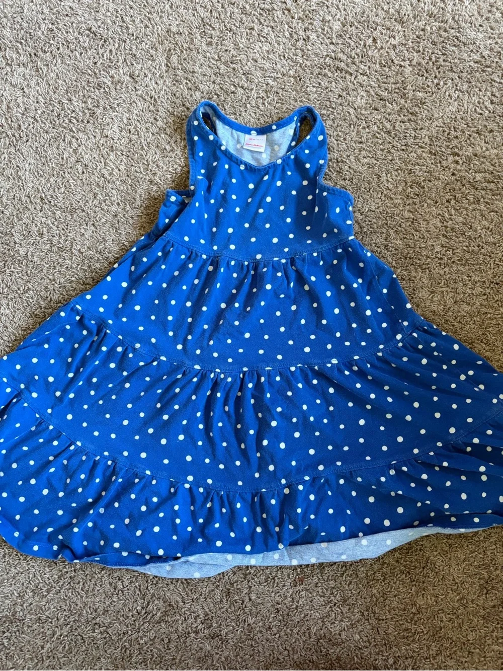 Hanna Andersson Royal Blue Sleeveless Polka Dot Tiered Dress